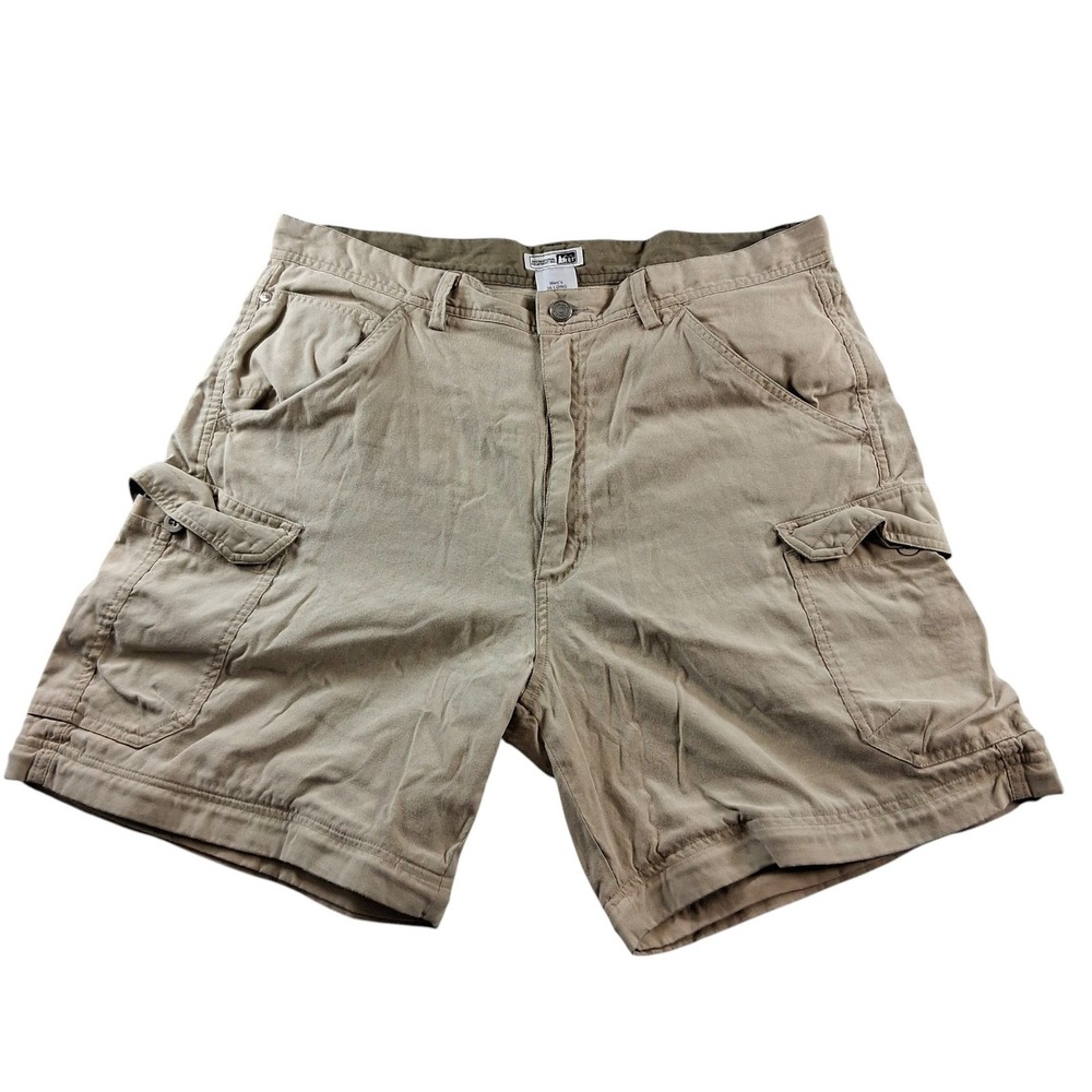 REI Men Cargo Shorts 36 x 7 Tan Khaki Outdoor Hiking Cotton Nylon